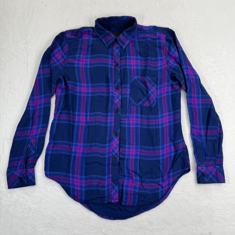 Rails Taitum Navy Ultraviolet Plaid Rayon Button Down Shirt  Medium 1127-561-097